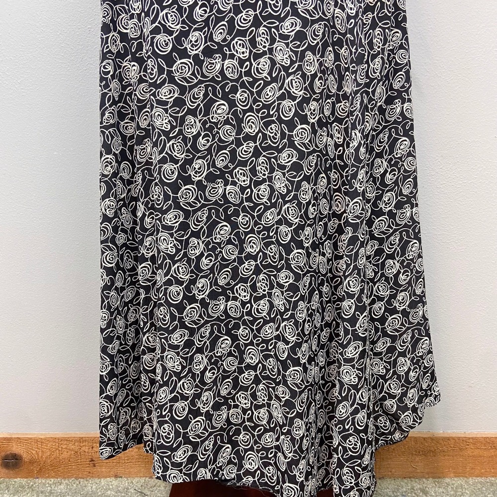 Vintage 80s 90s Laundry Shelli Segal Dress Sz 14 Black Floral Retro Swing Pinup - Picture 10 of 15